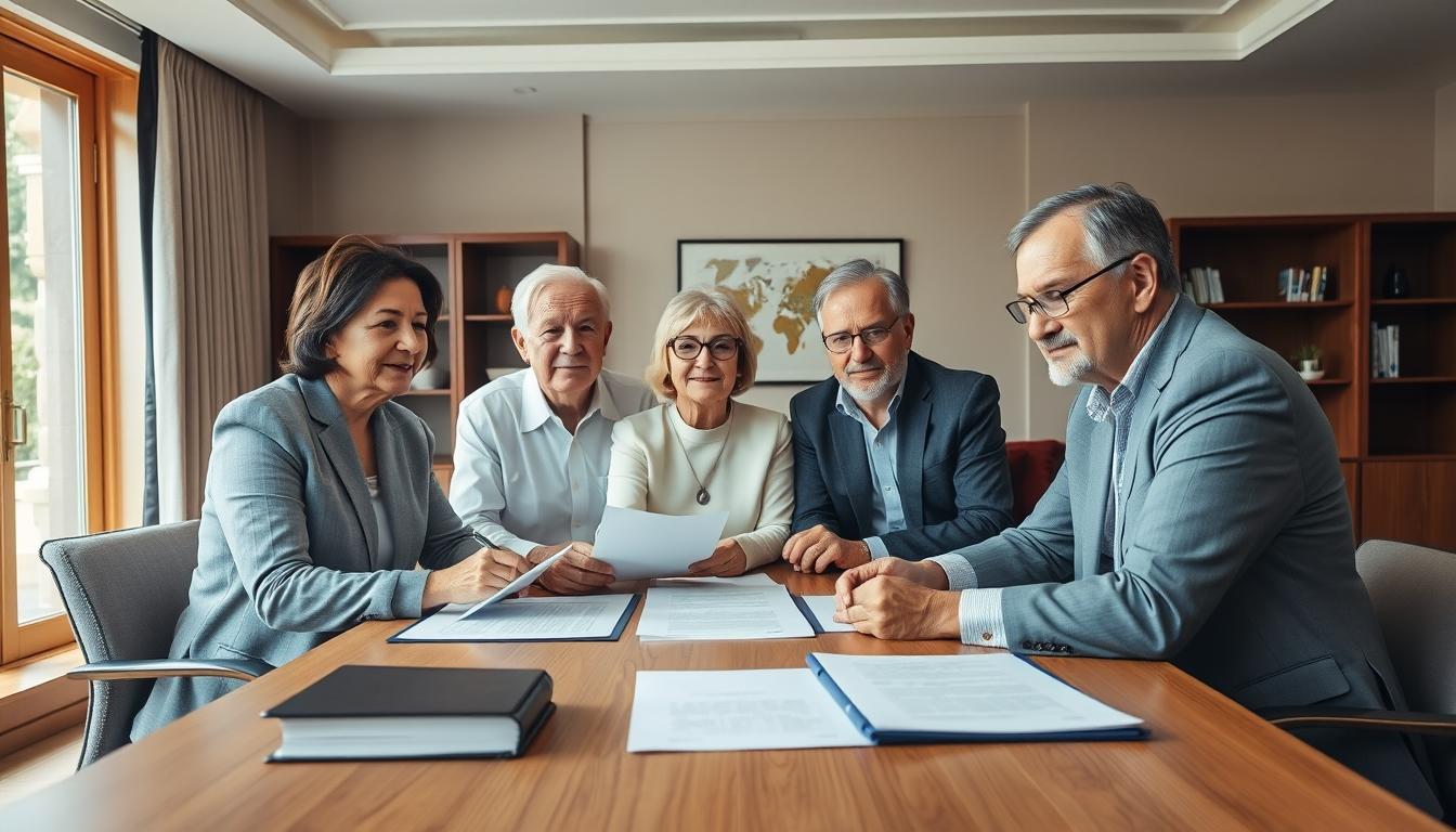 Family discussion on elder care planning